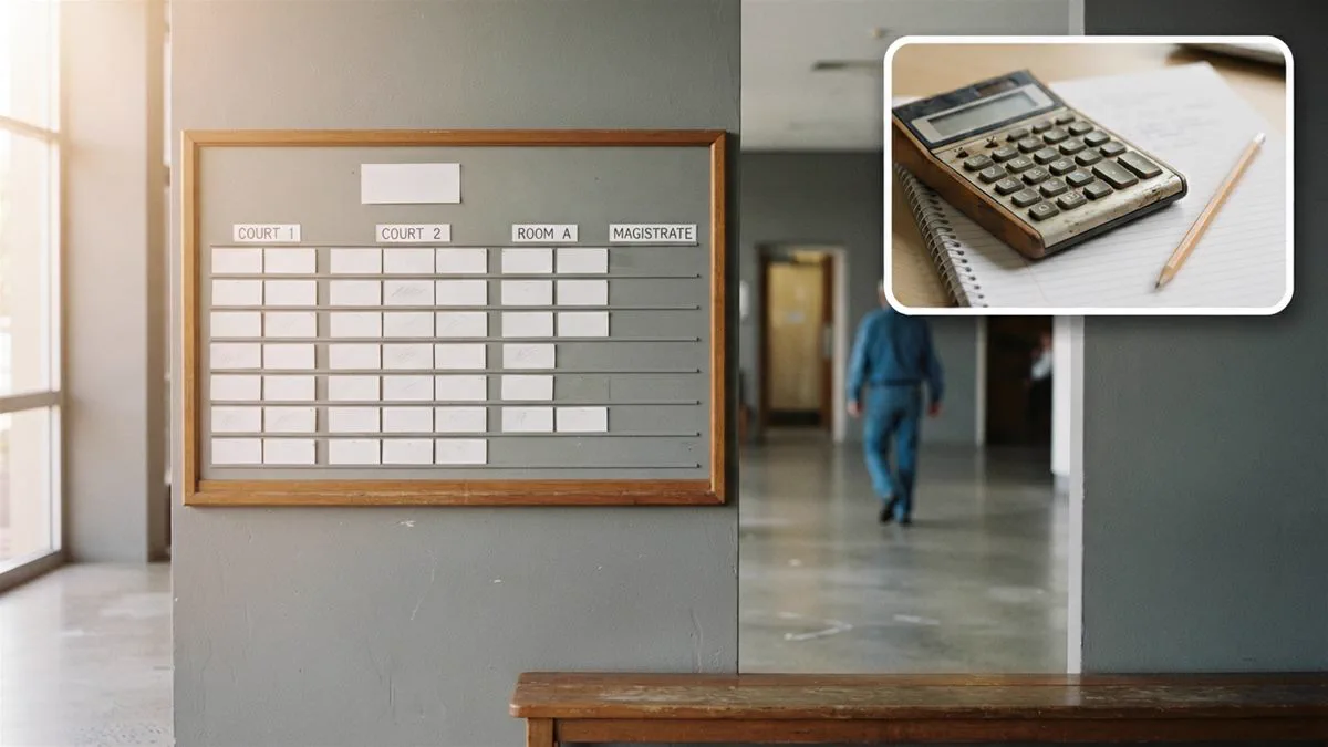 A court list and a calculator, working out pre-judgment interest